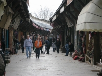 A small bazaar selling rugs